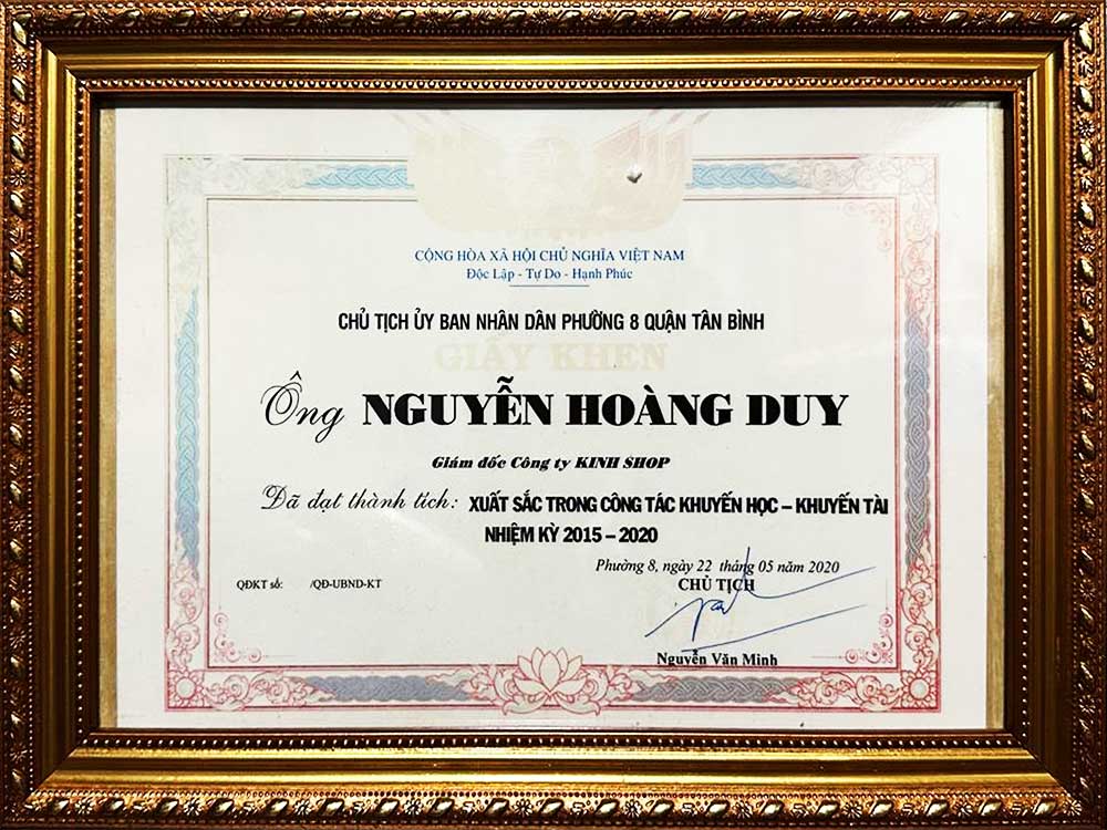 Bằng khen thành tích xuất sắc trong công tác khuyến học khuyến tài 2015 - 2020